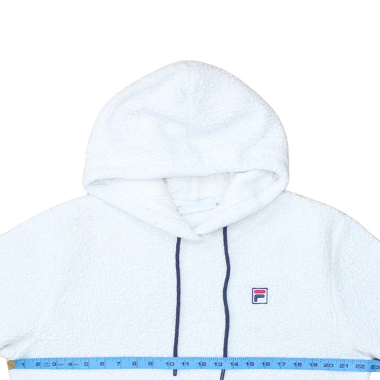 FILA Womens White L Pullover Hoodie Fleece Polyester Sweatshirt