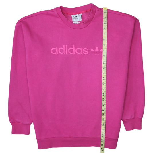 Adidas Women Pink Crew Neck Pullover Sweatshirt Size 12 Logo Casual