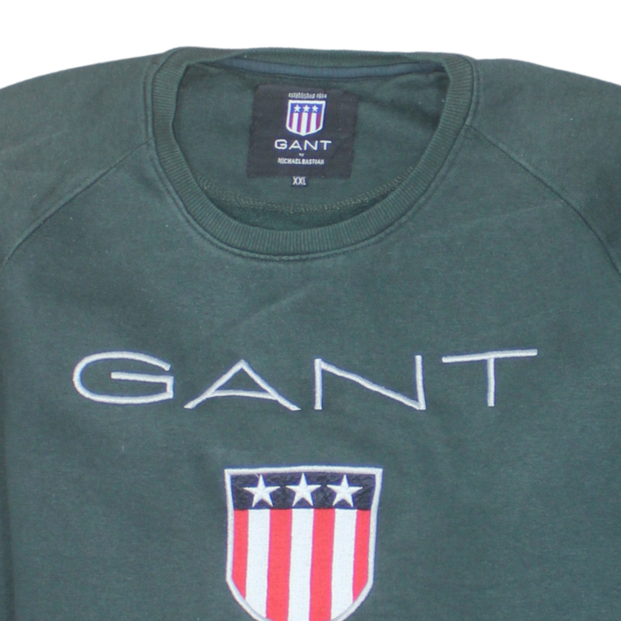 GANT Men’s Green 2XL Pullover Sweatshirt Embroidered Logo USA Patriotic