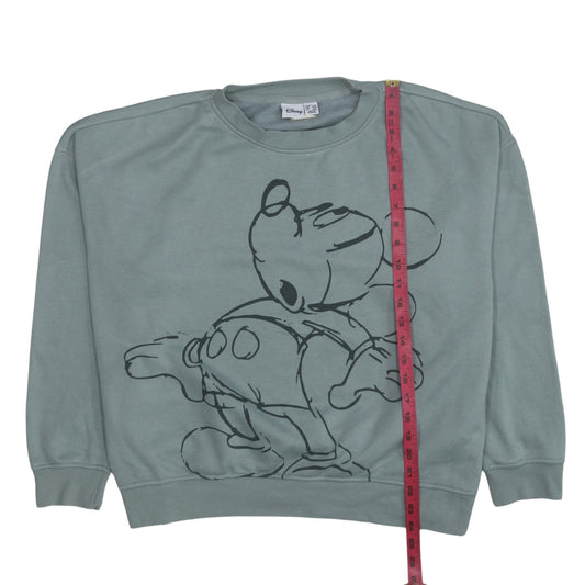 Disney Womens Green Mickey Mouse Pullover Sweatshirt Size L 14/16