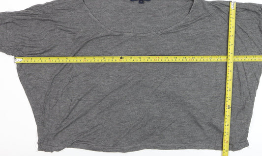 French Connection Women's Grey Relaxed 3/4 Sleeve Viscose T-Shirt Size S