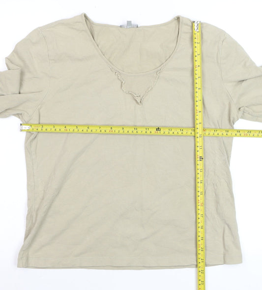 Marks and Spencer Per Una Women’s Beige Long Sleeve Cotton Top Size 18