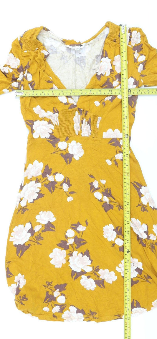 Miss Selfridge Women’s Yellow Floral A-Line Dress Size 8