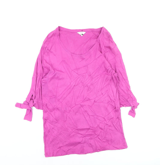 Cotton Traders Women Pink Size 10 Scoop Neck 3/4 Sleeve T-Shirt