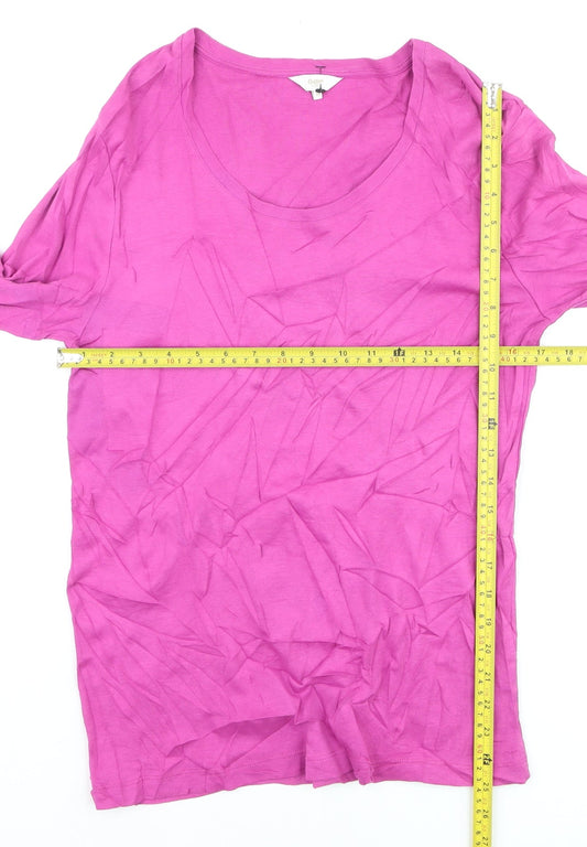 Cotton Traders Women Pink Size 10 Scoop Neck 3/4 Sleeve T-Shirt