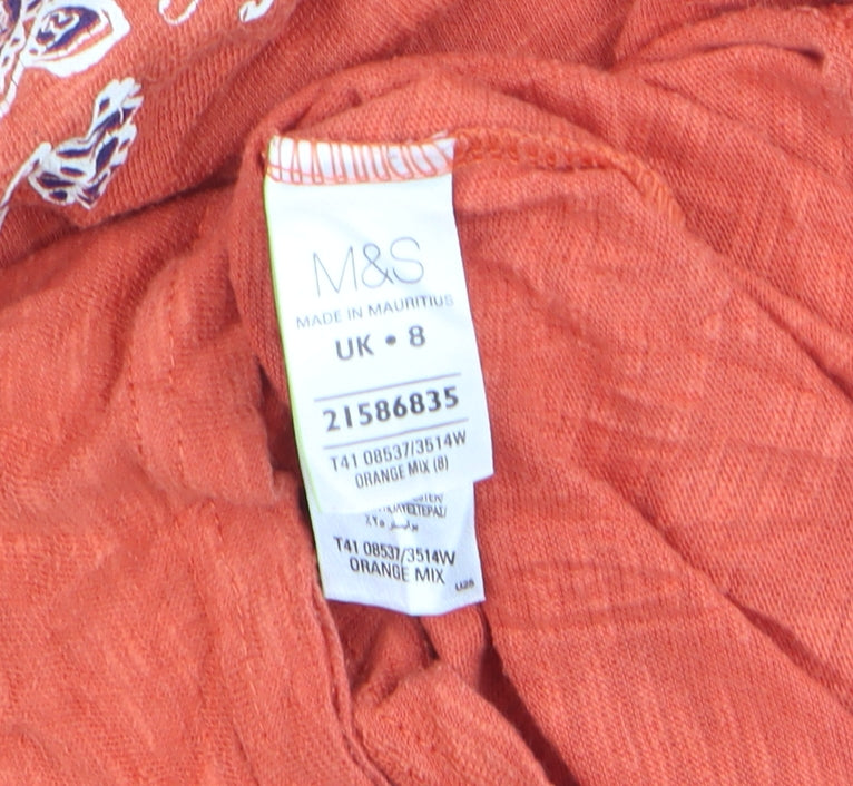 Marks and Spencer Women's Orange Embroidered T-Shirt UK 8