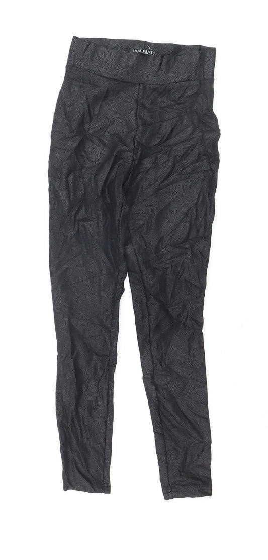Next Womens Petite Black High Rise Viscose Blend Ankle Leggings UK 6