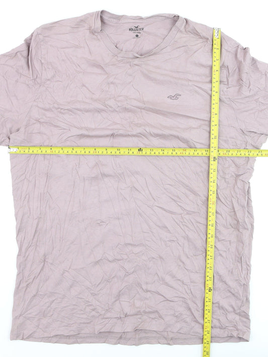 Hollister Men's Pink 2XLT Crew Neck Cotton T-Shirt