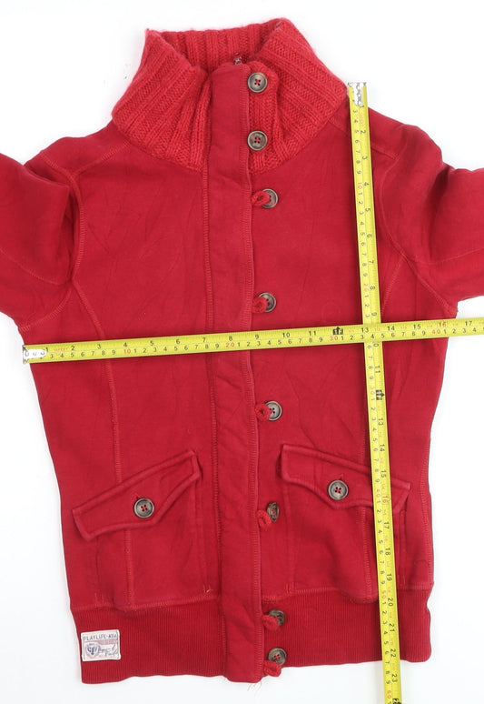 Playlife Men’s Red Cotton Bomber Jacket Size S Button-Up Casual