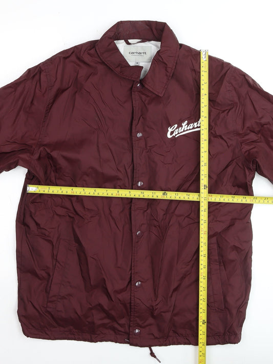 Carhartt Mens Red Nylon Coach Jacket Size M Casual Lightweight