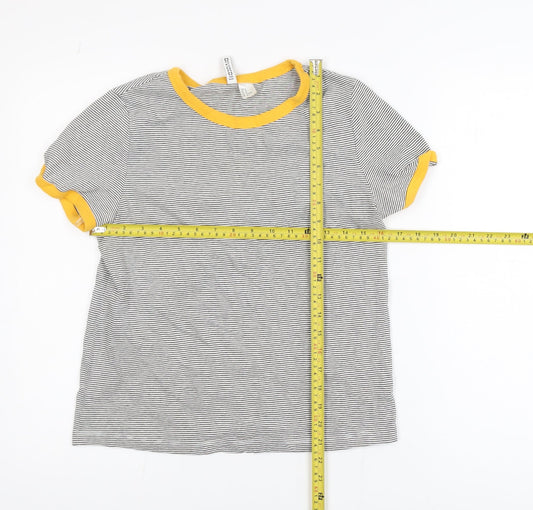 H&M Divided Women’s Grey Striped Ringer T-Shirt Size 12