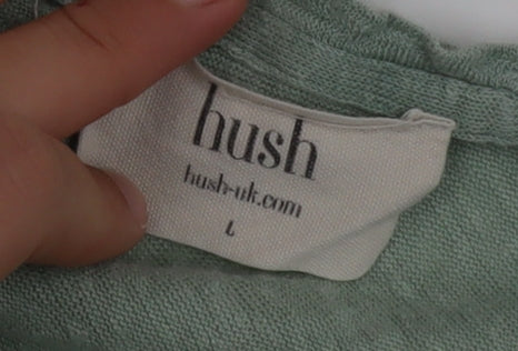 Hush Women Green Linen Short Sleeve Star T-Shirt Size L