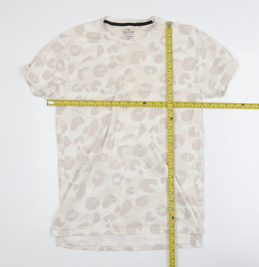 Hollister Womens Beige Animal Print Longline T-Shirt Size S