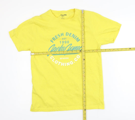 Jack & Jones Men’s Yellow Graphic Short Sleeve Crew Neck T-Shirt Size S