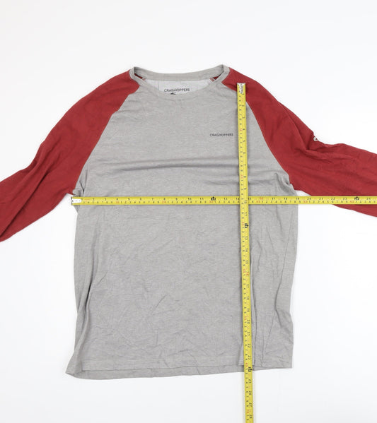 Craghoppers Men's Grey & Red NosiLife Long Sleeve T-Shirt M Outdoor