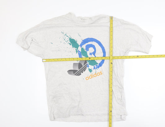 Adidas Men’s Grey Retro Graphic Short Sleeve T-Shirt Size M