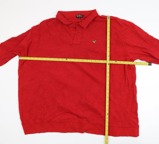 Voi Jeans Men's Red 3XL Long Sleeve Cotton Polo Shirt