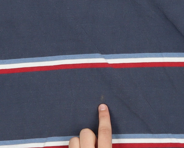 Fat Face Men's Blue Striped Cotton Polo Shirt XL Button Collar