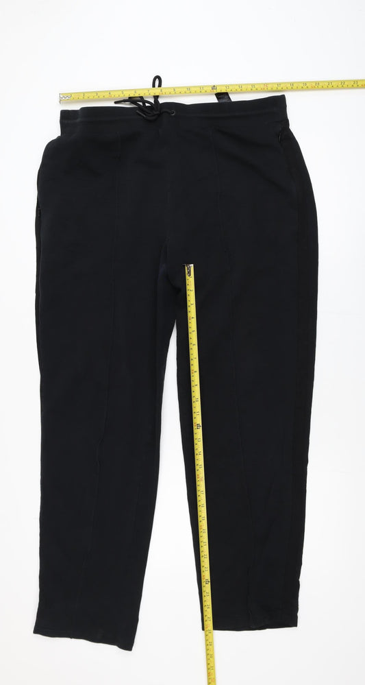 Marks and Spencer Women’s Black Cotton Blend Tall Pull-On Trousers Size 14