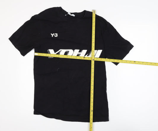 Y-3 Men’s Black Cotton Graphic Logo T-Shirt Size M Designer Tee