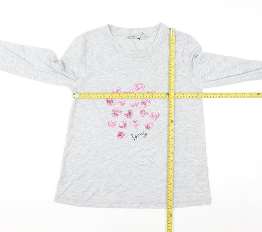 Oasis Women’s Grey Sequin Heart Long Sleeve T-Shirt Size S