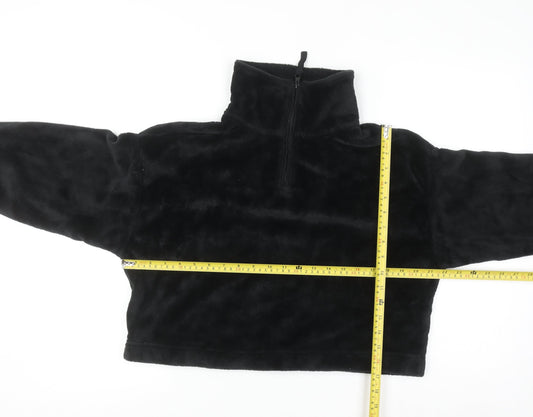 ASOS DESIGN Women Black UK 8 Petite Fleece 1/2 Zip Pullover Sweatshirt