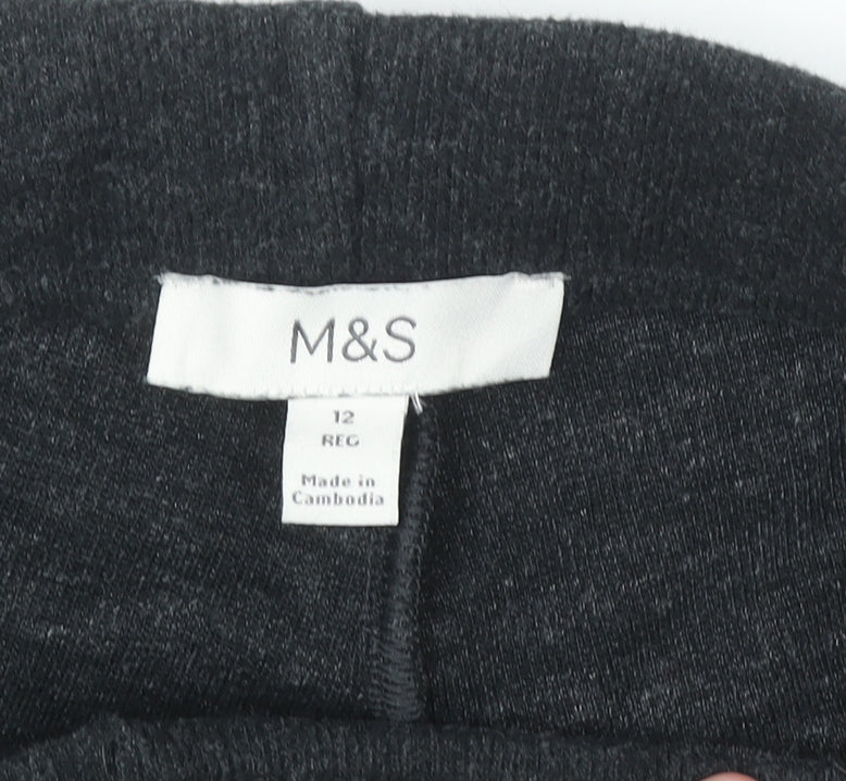 Marks and Spencer Womens Black Size 12 Regular Straight Leg Comfort Trousers