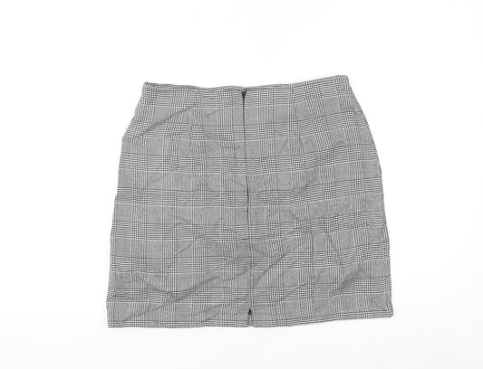 New Look Women’s Black Check Pencil Skirt Size 10 Stretch Business