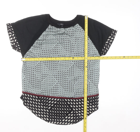 Next Women's Black Geometric Raglan Short Sleeve T-Shirt Size 10