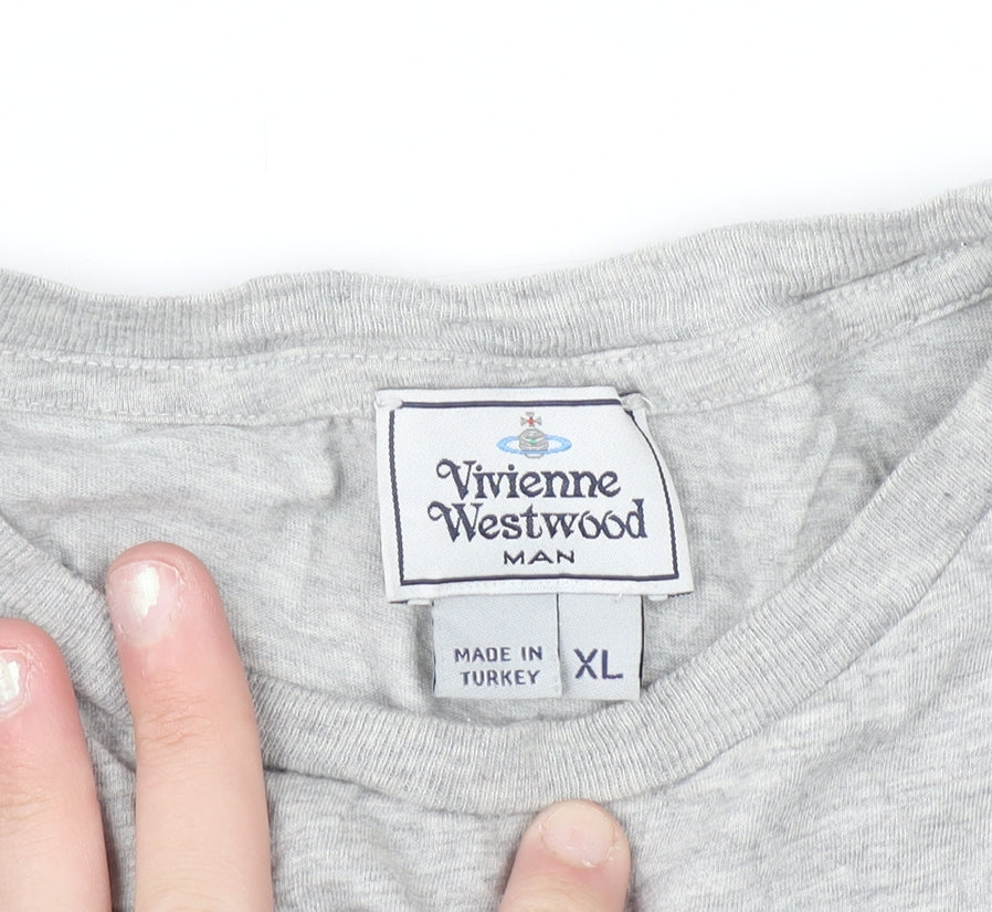 Vivienne Westwood Men’s Grey Cotton Crew Neck T-Shirt XL