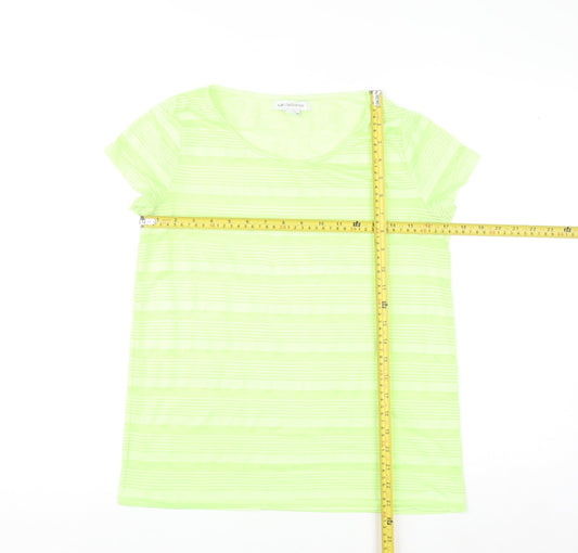 Liz Claiborne Women's Green Striped Basic T-Shirt Size S