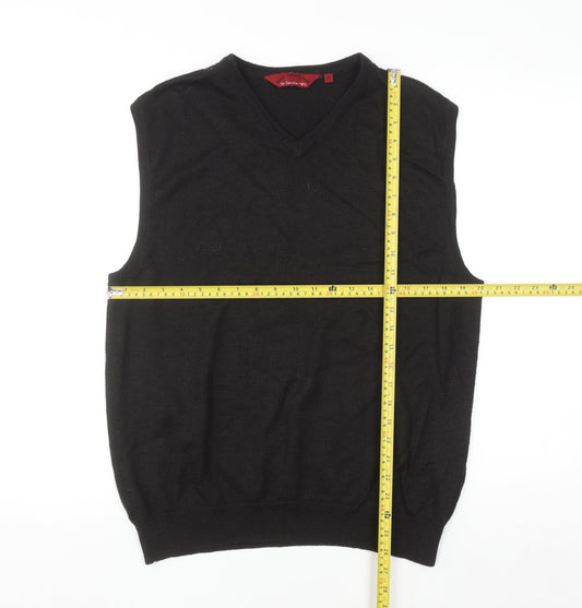 Bar Harbour by Double Two Men's Black Wool Blend V-Neck Vest M