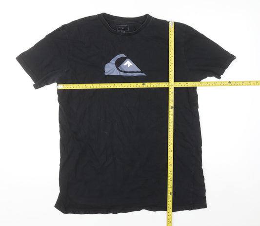Quiksilver Men’s Black Cotton Logo Surf T-Shirt Size M Regular Fit