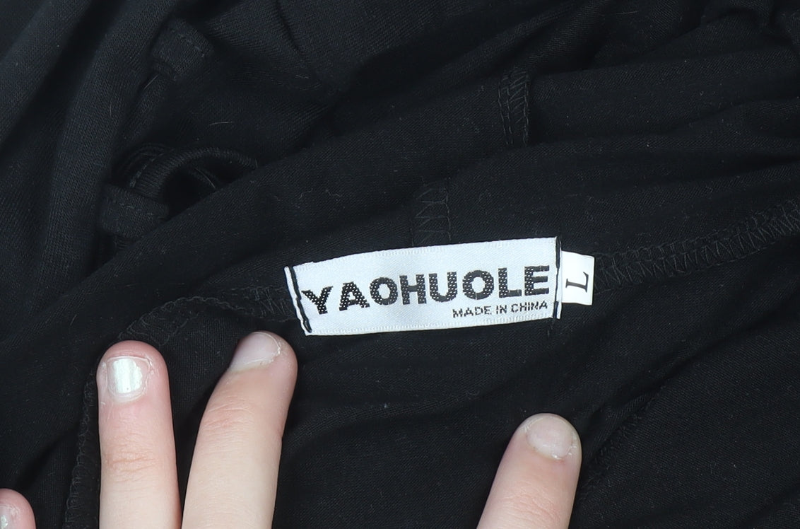 YAOHUOLE Women’s Black L Hi-Low Hooded Fit & Flare Dress