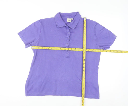 Cotton Traders Women Purple Size 12 Polo Shirt 100% Cotton Short Sleeve