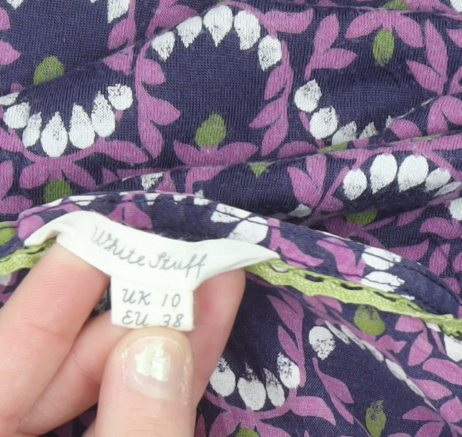 White Stuff Women's Purple Floral Sleeveless Tunic Blouse Size 10