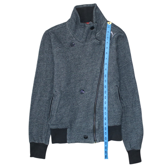 Puma Women's Grey Full Zip Sweatshirt Hoodie Size 12 Cotton Blend