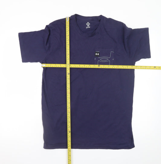 Under Armour Men's Navy Blue Loose Fit Cotton T-Shirt Size L