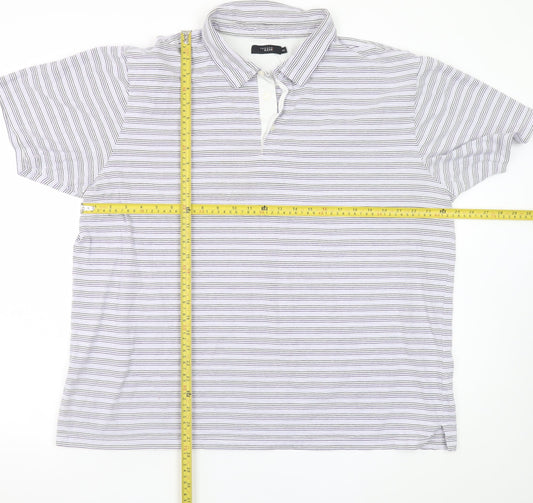 Debenhams Mens Blue Striped Polo Shirt XXL Classic Fit Cotton