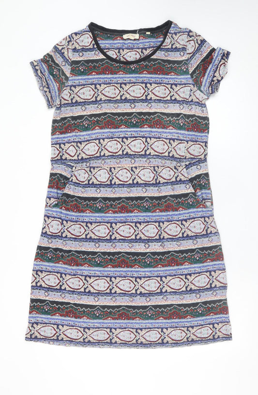 FatFace Women Multicoloured Size 12 T-Shirt Dress Geometric Jersey