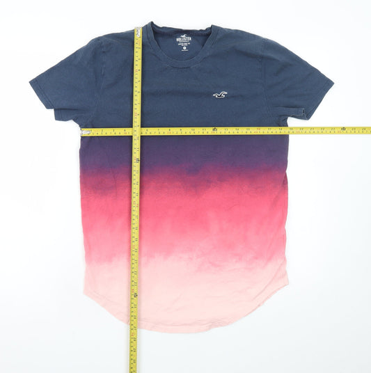Hollister Men's Multicoloured Ombre Curved Hem Cotton T-Shirt Size M