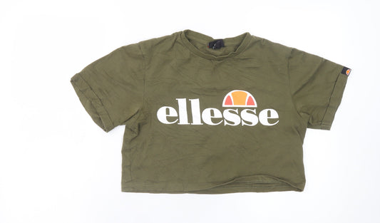 Ellesse Women’s Green Cropped Logo T-Shirt Size 8 Short Sleeve