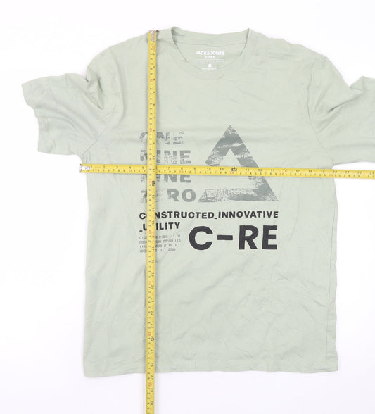 Jack & Jones Core Men's Green Graphic Print Crew Neck T-Shirt M