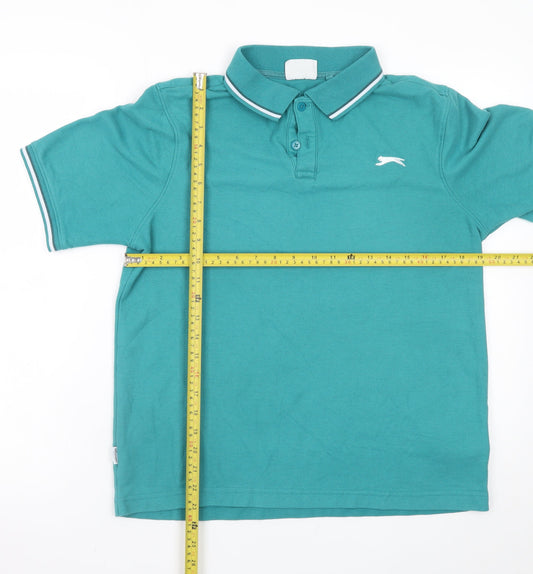 Slazenger Men's Green Regular Fit Short Sleeve Polo Shirt Size M