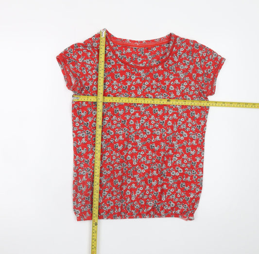 Next Women’s Red Floral Cotton Short Sleeve T-Shirt Size 8