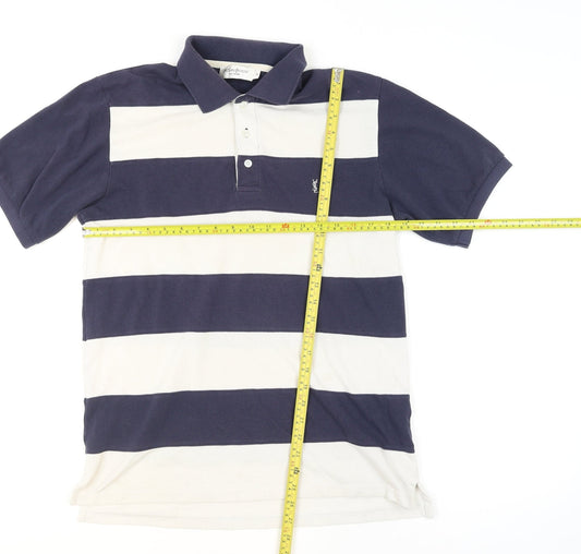 Yves Saint Laurent Men’s Blue Striped Polo Shirt Size M