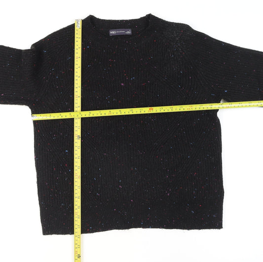 Marks and Spencer Womens Black Chunky Knit Wool Jumper Size S