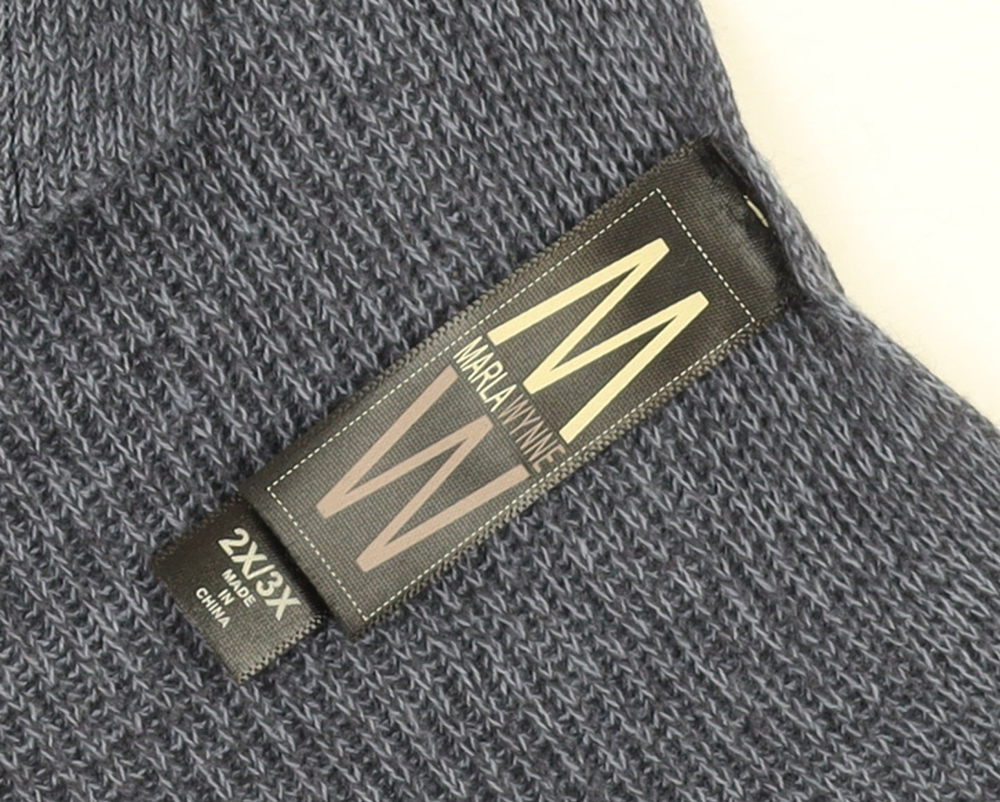 Marla Wynne Women’s Blue Linen Cotton Open Knit Plus Cardigan 2XL