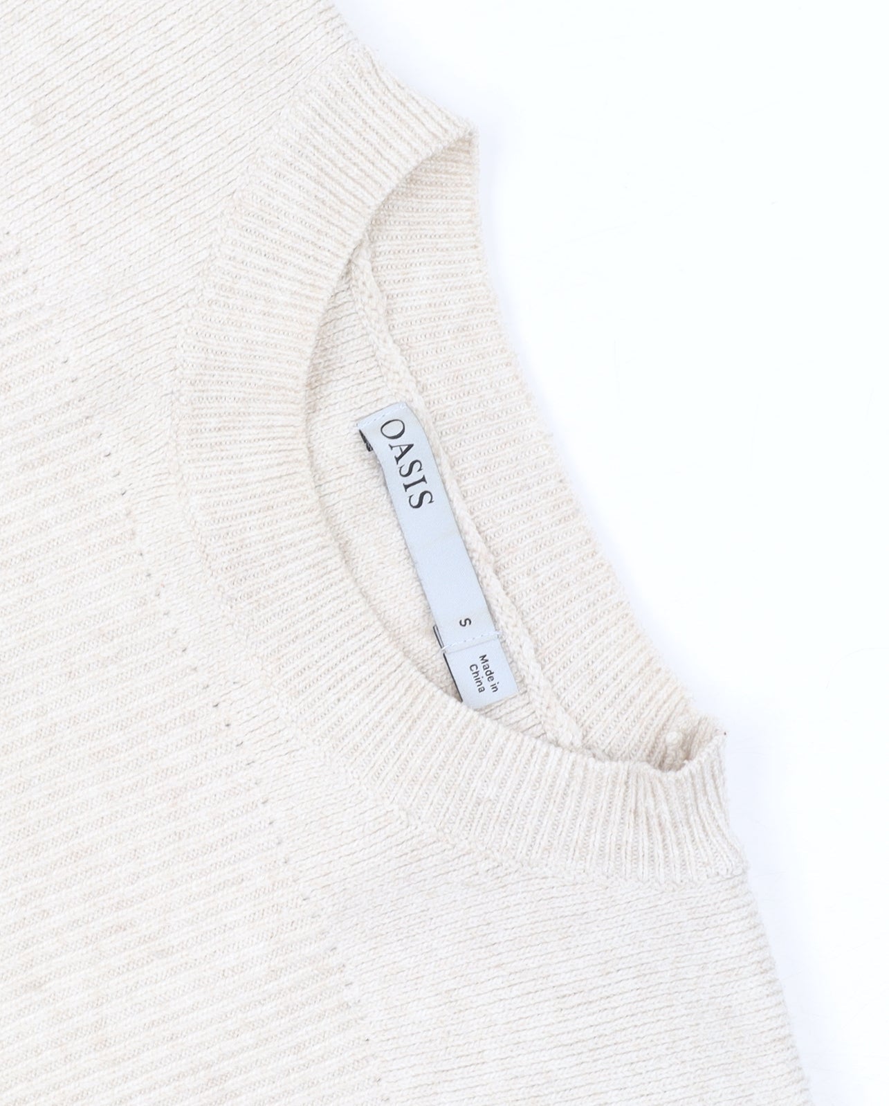 Additional view of Oasis unisex beige small pullover knit crew neck jumper