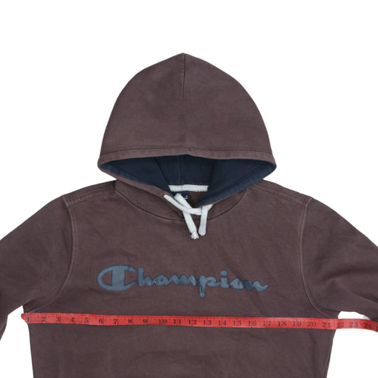Champion Men's Brown Small Pullover Hoodie with Logo Print
